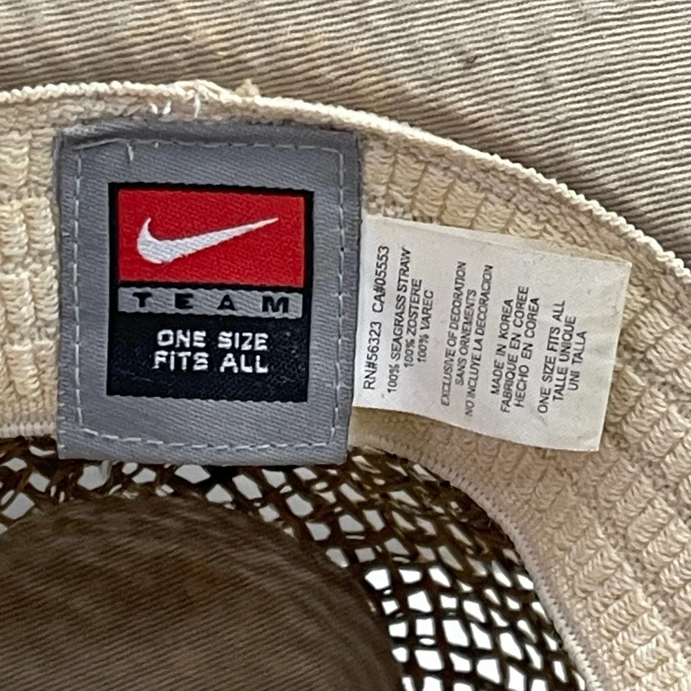 Vintage Nike Team Michigan Wolverines Straw Woven‎ Hat Navy Blue Yellow OSFM